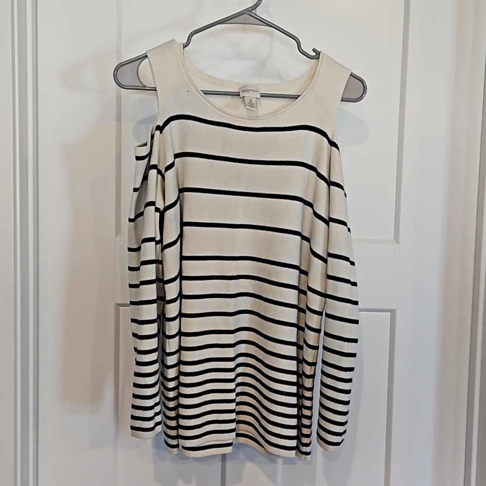 3 Zenergy stripped off the shoulder sweater